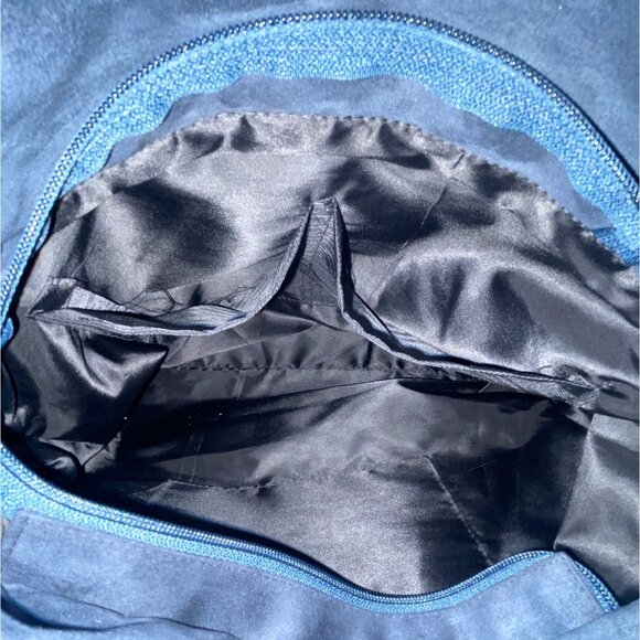 Women’s Dark Blue Faux Leather Embroidered Scroll Design Shoulder Bag - Picture 8 of 10